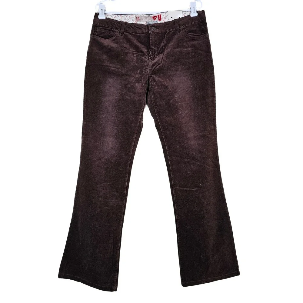Guess Jeans Womens Brown Corduroy Flare Leg Stretch Size‎ 14 Waist 32 J42008 NWT